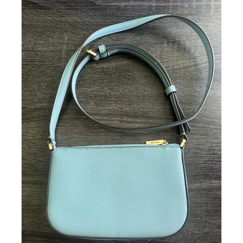 Kate Spade Schuyler Small Crossbody Purse Bag Smoky Blue Gold Tone Hardware